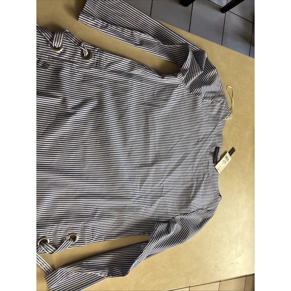 Banana Republic Blue And White Striped top With Side Ties- womens Size Small NWT - Picture 7 of 8